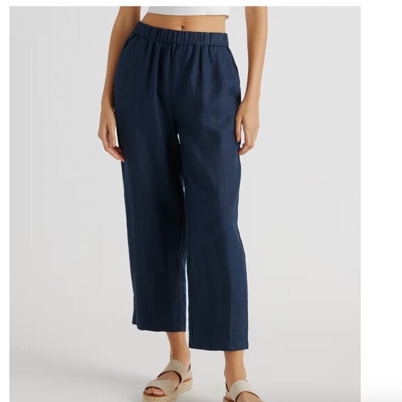 Quince 100% European Linen Pants Deep Navy - Picture 1 of 7